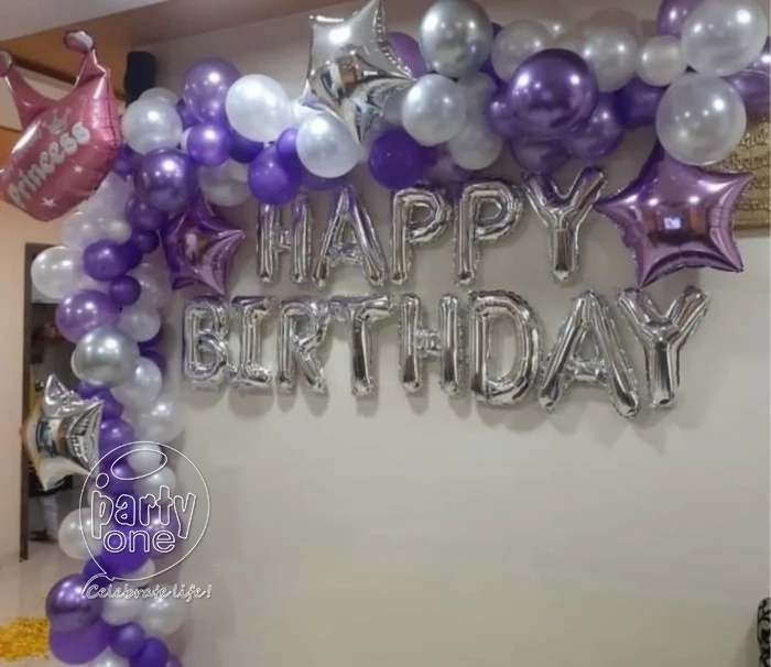 birthday Purple Silver Metallic Wall Arch Decor